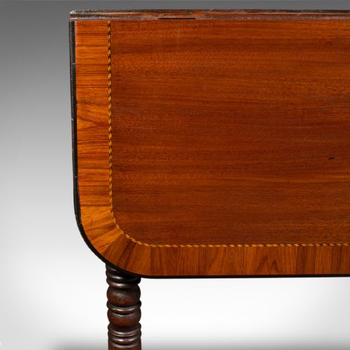 ANTIQUE DRAWING ROOM PEMBROKE TABLE ENGLISH DROP LEAF SIDE LAMP REGENCY - ADDITIONAL PHOTO 9