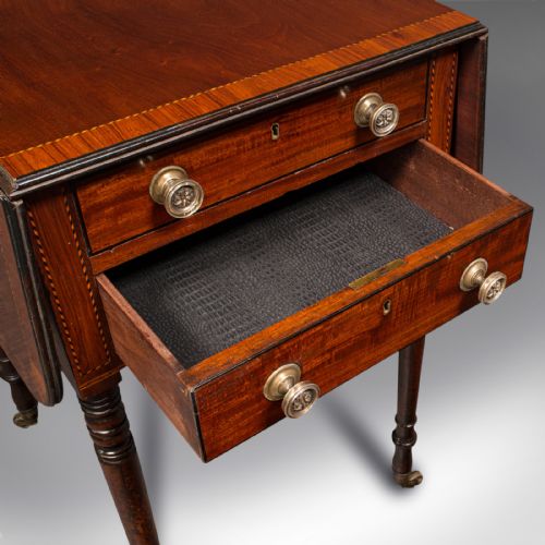 ANTIQUE DRAWING ROOM PEMBROKE TABLE ENGLISH DROP LEAF SIDE LAMP REGENCY - ADDITIONAL PHOTO 10