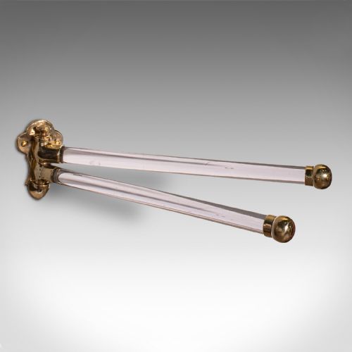 Antique Mounted Towel Rail, English, Brass, Glass, Scarf Rack, Victorian, C.1850