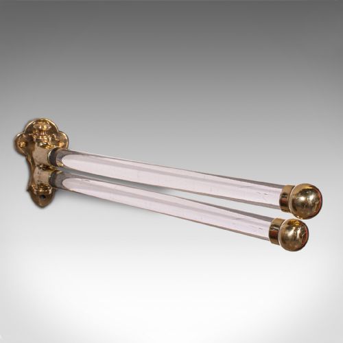 fig 2. Antique Mounted Towel Rail, English, Brass, Glass, Scarf Rack, Victorian, C.1850