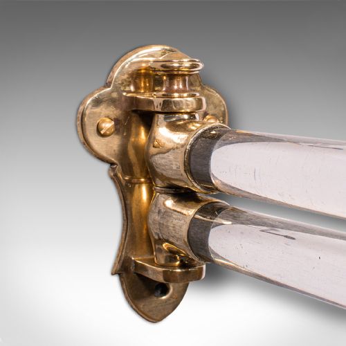 fig 3. Antique Mounted Towel Rail, English, Brass, Glass, Scarf Rack, Victorian, C.1850