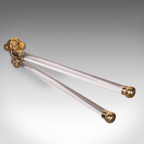 fig 5. Antique Mounted Towel Rail, English, Brass, Glass, Scarf Rack, Victorian, C.1850
