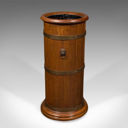 fig 3. Antique Country House Umbrella Rack, English, Oak, Hall, Stick Stand, Edwardian