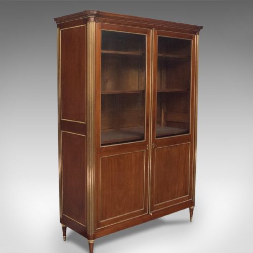fig 1. 19th Century French Louis XVI Revival Two Door Bookcase Vitrine Cabinet