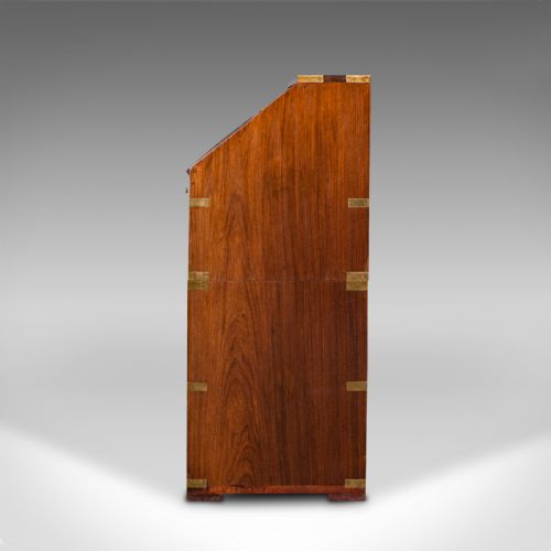 fig 5. Antique Campaign Bureau, Anglo Indian, Teak, Colonial Writing Desk, Victorian