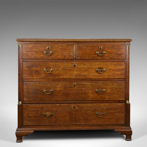 fig 1. Antique, Chest of Drawers, Oak, English, Georgian, Tallboy, 18th Century c.1780