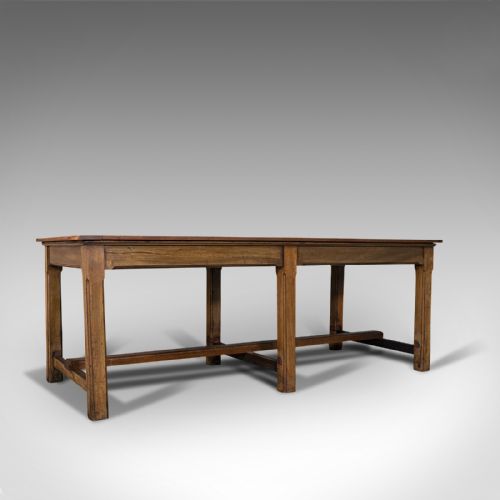 Large Antique Refectory Table, English, Teak, Mahogany, Dining, Industrial, 1900