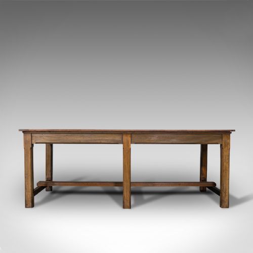fig 1. Large Antique Refectory Table, English, Teak, Mahogany, Dining, Industrial, 1900