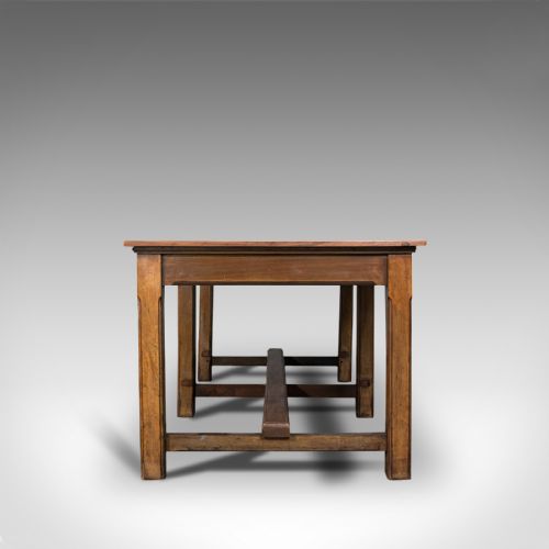 fig 4. Large Antique Refectory Table, English, Teak, Mahogany, Dining, Industrial, 1900