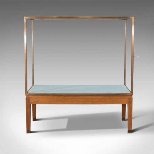 fig 1. Large Antique Museum Showcase, English, Bronze, Oak, Display Cabinet, Case, 1910