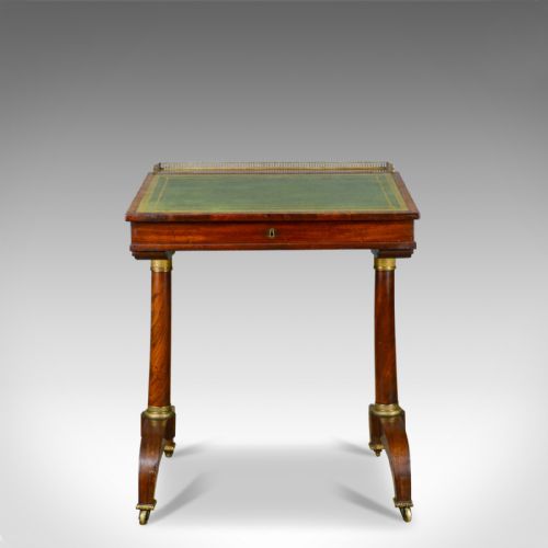 ANTIQUE WRITING TABLE ENGLISH REGENCY MAHOGANY DAVENPORT CIRCA 1820 - ADDITIONAL PHOTO 1