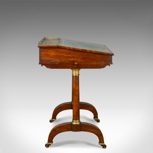 ANTIQUE WRITING TABLE ENGLISH REGENCY MAHOGANY DAVENPORT CIRCA 1820 - ADDITIONAL PHOTO 2