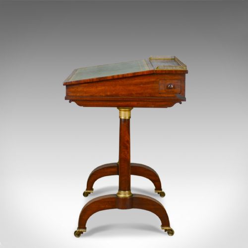 ANTIQUE WRITING TABLE ENGLISH REGENCY MAHOGANY DAVENPORT CIRCA 1820 - ADDITIONAL PHOTO 3