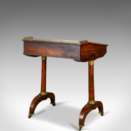 ANTIQUE WRITING TABLE ENGLISH REGENCY MAHOGANY DAVENPORT CIRCA 1820 - ADDITIONAL PHOTO 4