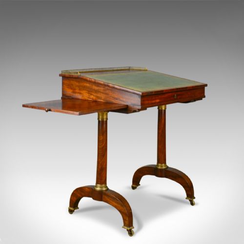 ANTIQUE WRITING TABLE ENGLISH REGENCY MAHOGANY DAVENPORT CIRCA 1820 - ADDITIONAL PHOTO 5