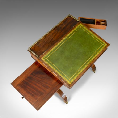 ANTIQUE WRITING TABLE ENGLISH REGENCY MAHOGANY DAVENPORT CIRCA 1820 - ADDITIONAL PHOTO 6