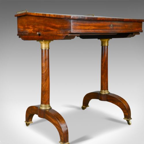 ANTIQUE WRITING TABLE ENGLISH REGENCY MAHOGANY DAVENPORT CIRCA 1820 - ADDITIONAL PHOTO 9