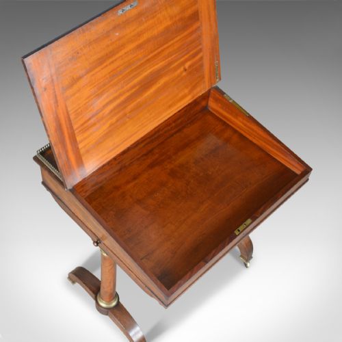ANTIQUE WRITING TABLE ENGLISH REGENCY MAHOGANY DAVENPORT CIRCA 1820 - ADDITIONAL PHOTO 11