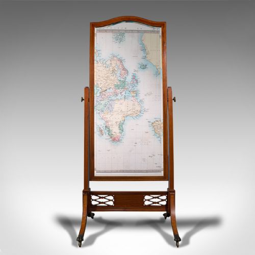 fig 1. Antique Cheval Mirror, English, Walnut, Glass, Bedroom, Boxwood, Victorian, 1900