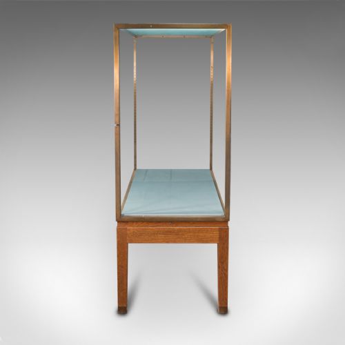 fig 4. Large Antique Museum Display Case, English, Bronze, Oak, Showcase Cabinet, 1910