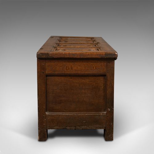 fig 3. Large Antique Four Panel Coffer, Scottish, Oak, Chest, Window Seat, Georgian