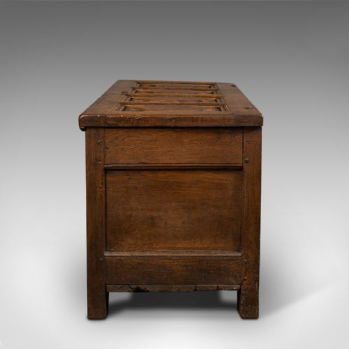 fig 4. Large Antique Four Panel Coffer, Scottish, Oak, Chest, Window Seat, Georgian