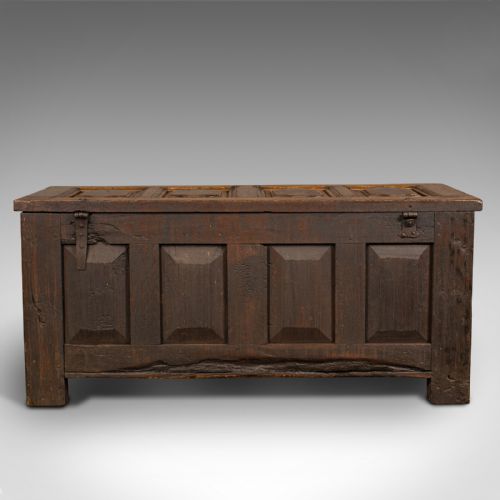 fig 5. Large Antique Four Panel Coffer, Scottish, Oak, Chest, Window Seat, Georgian