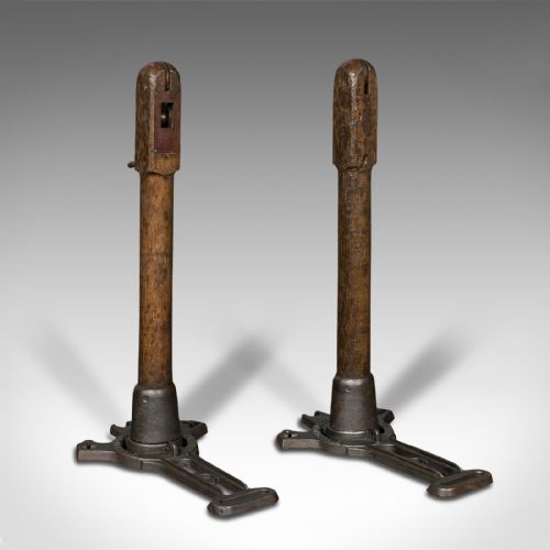Pair of Antique Lawn Tennis Posts, English, Net Pole Mount, Slazenger, Edwardian