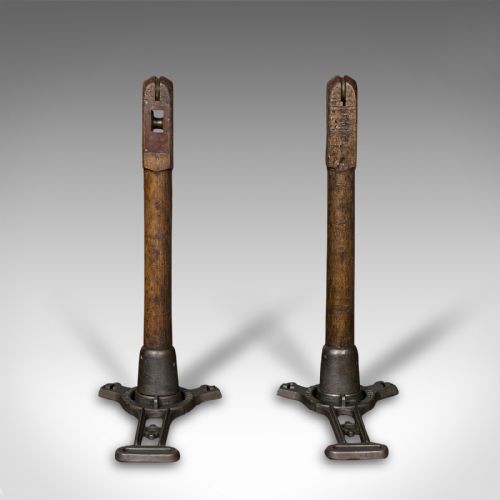 fig 1. Pair Of Antique Lawn Tennis Posts, English, Net Pole Mount, Slazenger, Edwardian