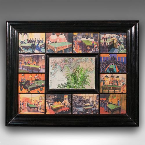 fig 2. Antique Decorative Billiard Mirror, English, Ceramic Tiles, Snooker, Edwardian