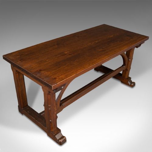 fig 5. Antique Serving Table, English, Pitch Pine, Pugin, Ecclesiastical, Victorian
