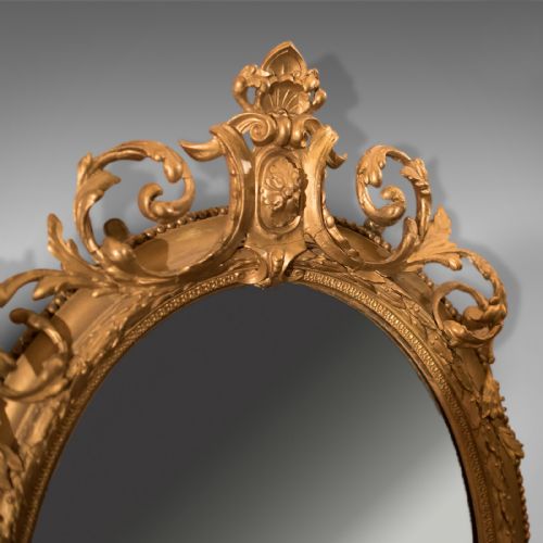 fig 3. Antique Girandole Gilt Gesso Mirror, Wall, Vanity, Rococco, Late Georgian c.1800