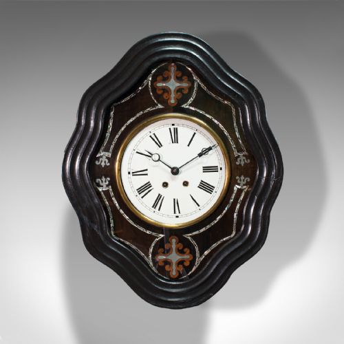 fig 1. Antique Boudoir Clock, French, Ebonised, Decorative, Wall, Victorian, Circa 1880