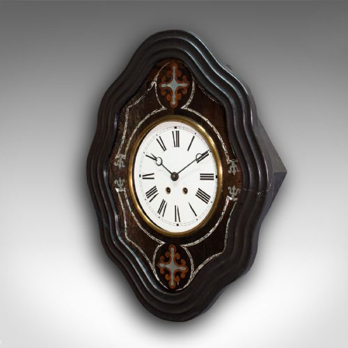 fig 3. Antique Boudoir Clock, French, Ebonised, Decorative, Wall, Victorian, Circa 1880