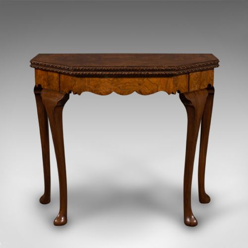 fig 2. Antique Fold Over Card Table, English Walnut, Games, Georgian Revival, Edwardian