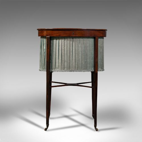ANTIQUE SEWING TABLE ENGLISH MAHOGANY SILK COTTON WORK REGENCY CIRCA 1820 - ADDITIONAL PHOTO 1