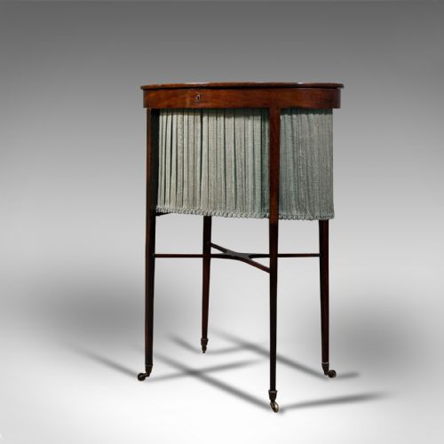 ANTIQUE SEWING TABLE ENGLISH MAHOGANY SILK COTTON WORK REGENCY CIRCA 1820 - ADDITIONAL PHOTO 2