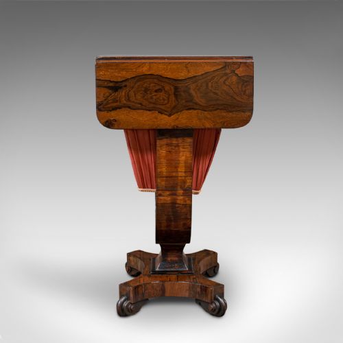fig 5. Antique Drop Leaf Ladies Work Table, English, Sewing, Side, William IV, C.1835