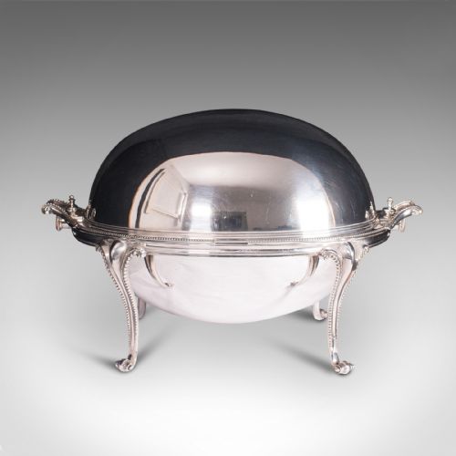 fig 5. Antique Rollover Butter Dish, English, Silver Plate, Soup Tureen, Victorian