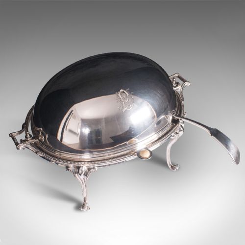 fig 6. Antique Rollover Butter Dish, English, Silver Plate, Soup Tureen, Victorian
