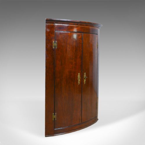 fig 1. Antique Corner Cabinet, Late Georgian, Bow Fronted, Mahogany, Hanging, c.1800