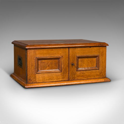 fig 1. Antique Canteen, English, Oak, Campaign Cutlery, Specimen Drawers, Edwardian