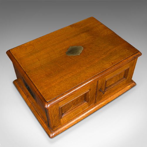 fig 6. Antique Canteen, English, Oak, Campaign Cutlery, Specimen Drawers, Edwardian