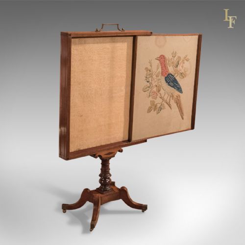 fig 3. Antique Tapestry Display Stand, Regency Mahogany Needlepoint English circa 1830