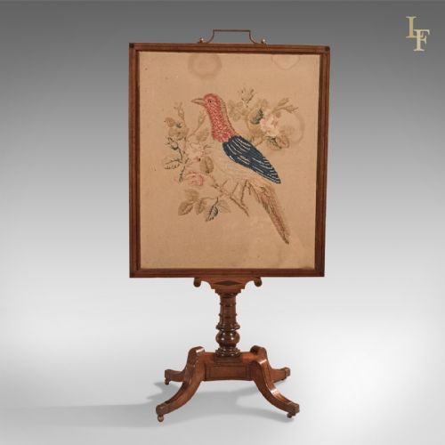 fig 4. Antique Tapestry Display Stand, Regency Mahogany Needlepoint English circa 1830