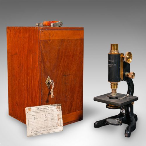 Antique Cased Microscope, English, Scientific Instrument, Watson of London, 1920
