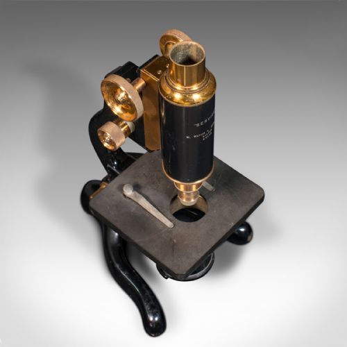 fig 4. Antique Cased Microscope, English, Scientific Instrument, Watson of London, 1920