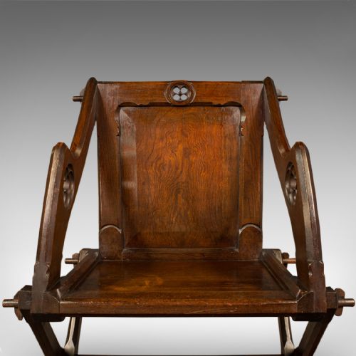 ANTIQUE GLASTONBURY CHAIR ENGLISH PITCH PINE ARMCHAIR GOTHIC TASTE VICTORIAN - ADDITIONAL PHOTO 7