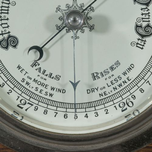 fig 5. Antique Ship's Bulkhead Barometer, English Brass, Maritime Instrument, Victorian