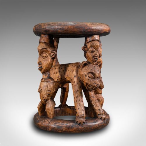 Antique Yoruba Stool, West African, Benin Kingdom, Ceremonial, Circa 1900